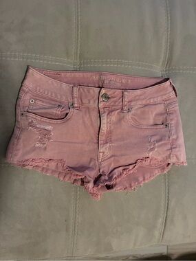 Vintage American Eagle Outfitters Pink Distressed Denim Shorts